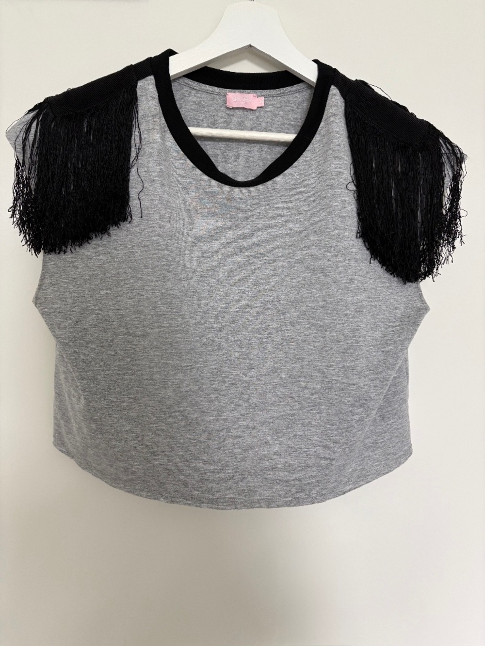 Giamba by Giambattista Valli Cropped Fringe Sleeve Top IT 40 / US S